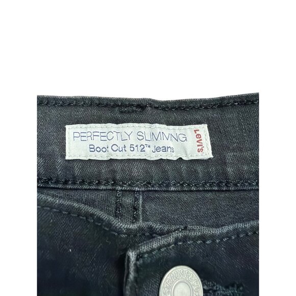 Levis Womens Black Denim Boot Cut 512 Jeans Mid Rise Stretch Sz10 Medium - Picture 10 of 15